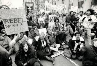 Anti-American? Protesters outside the U