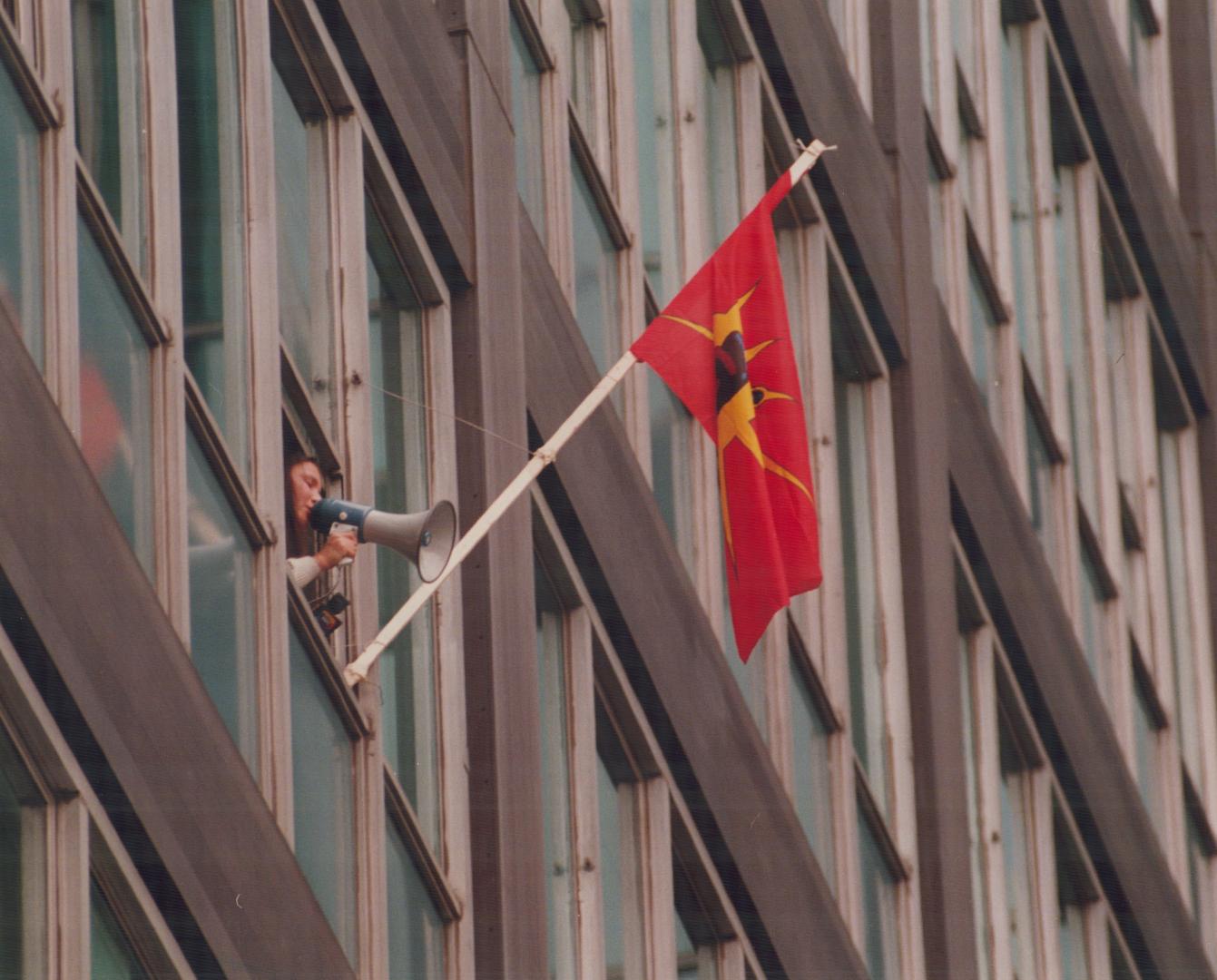 Indians occupy revenue Canada building to protest taxation of Indians Living Outside reserve