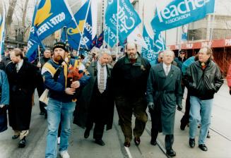 Rally at Queen's Park against education Bill) (Garl Manners (left) Marshall Jawis (right) Wayne Samuelson Cowddlu (tall & balding) [Incomplete]