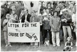 A group of anti-nuclear protesters marched from a Rexdale church to a Litton plant on Good Friday last year to protest Cruise missile