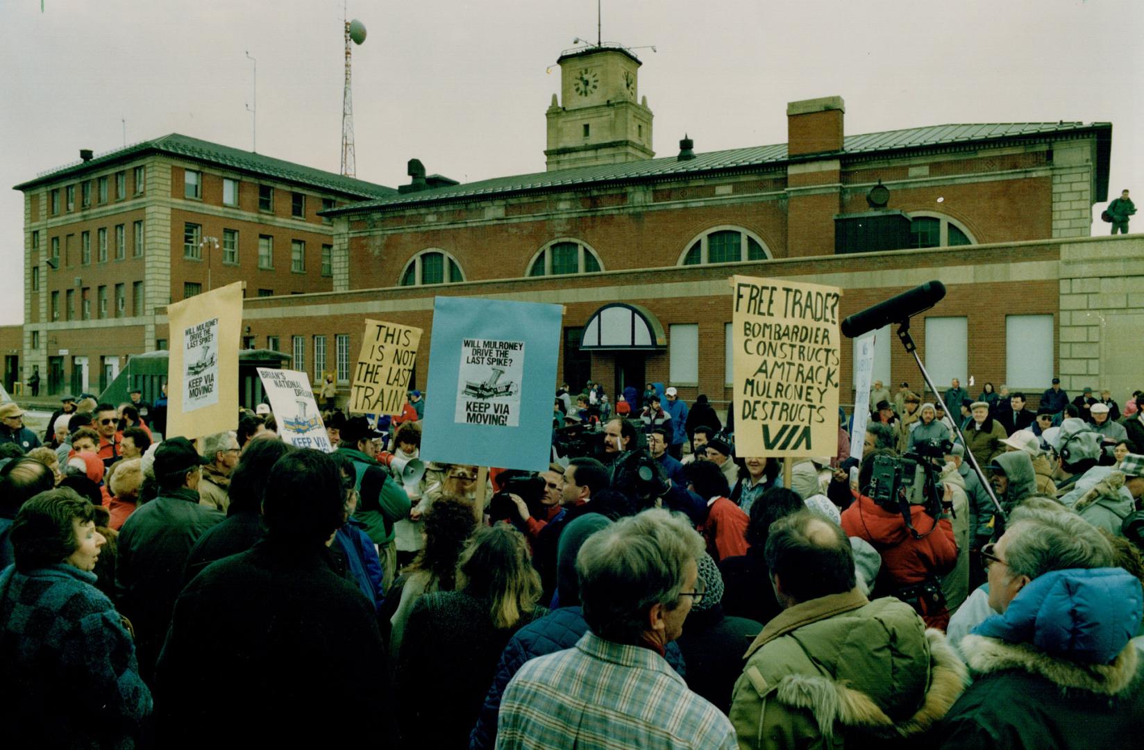 Regina Rally: Demonstrators protesting VIA Rail cuts gathered in Regina and cities across Canada last month as service was curtailed or discontinued