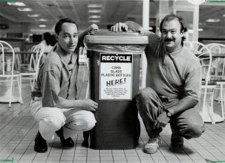 Hot idea: Jon Arnold, left, and Peter Baker display The Recycler at Pickering Town Centre, the latest customer of their collection firm