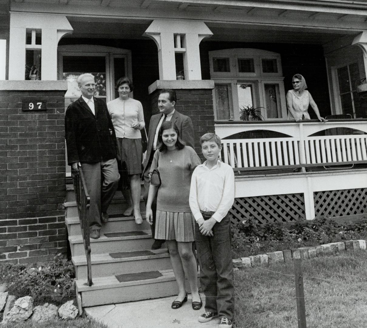 Czech Refugee Family In Front Of House On Leslie St