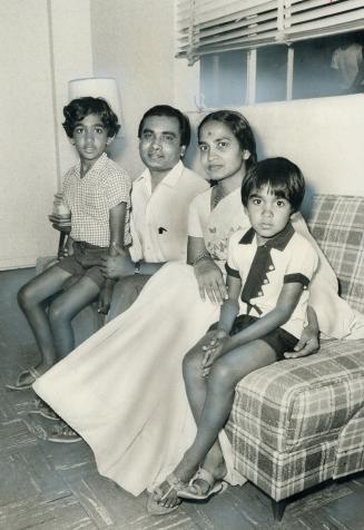 Jagdish Patel, with his wife Bharti and sons Mayank, 9, left, and Nimish, 6, arrived in Toronto from Uganda last year