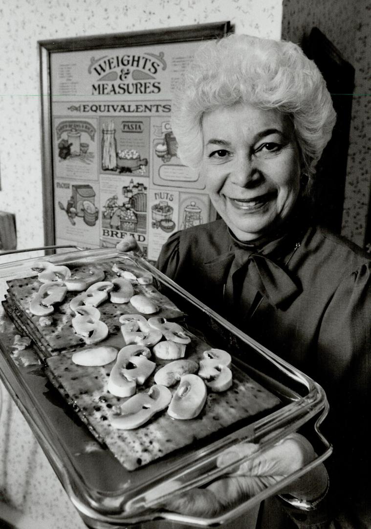 Above, Esther Schwartz uses an unleavened bread called matzah to replace noodles in a meat lasagna for Passover