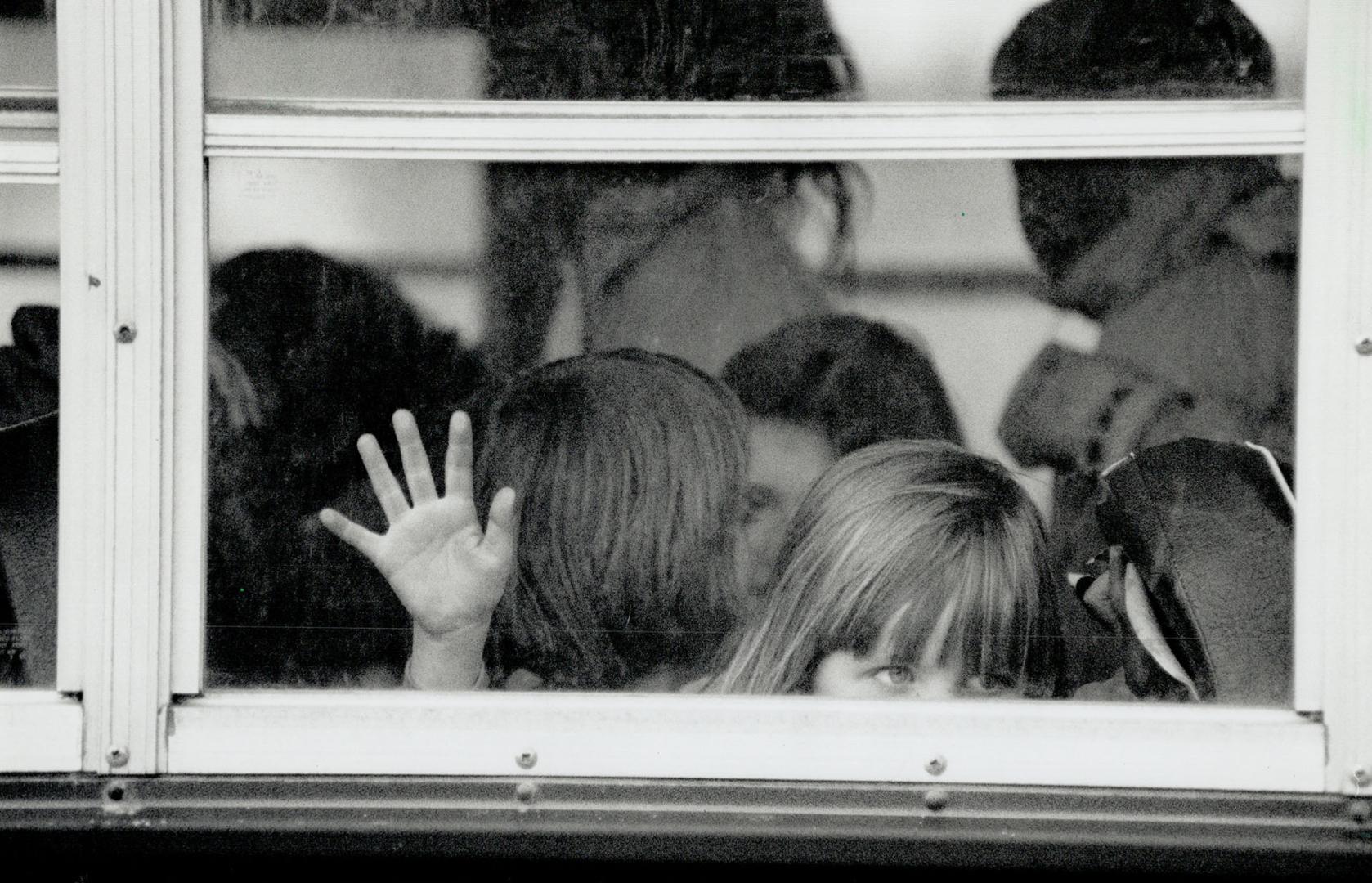 So long kindergarten: A busload of children leaves Mississauga's Briarwood Public School, one of the Peel schools to be affected