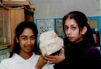 Rosita Leljie (L) and Navneet Rayat of Applewood Heights Secondary School