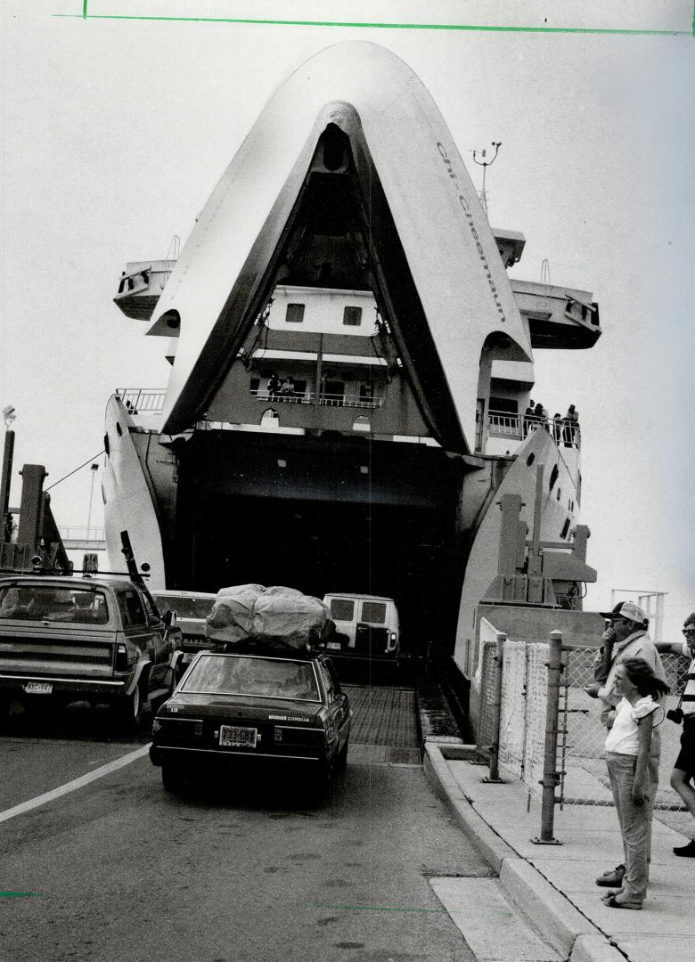 Gaping maw: The car ferry Chi-Cheemaun, with its hinged bow, plies the main channel between the Bruce Peninsula and Manitoulin island from May to October