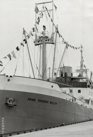 Year's first ship from overseas pulled into Toronto harbor yesterday to open the deep-seas shipping season