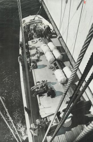 A replica--on the outside--of the original Bluenose, the current version is 143 feet long and her mainsail, all 4,100 square feet of it, is the larges(...)