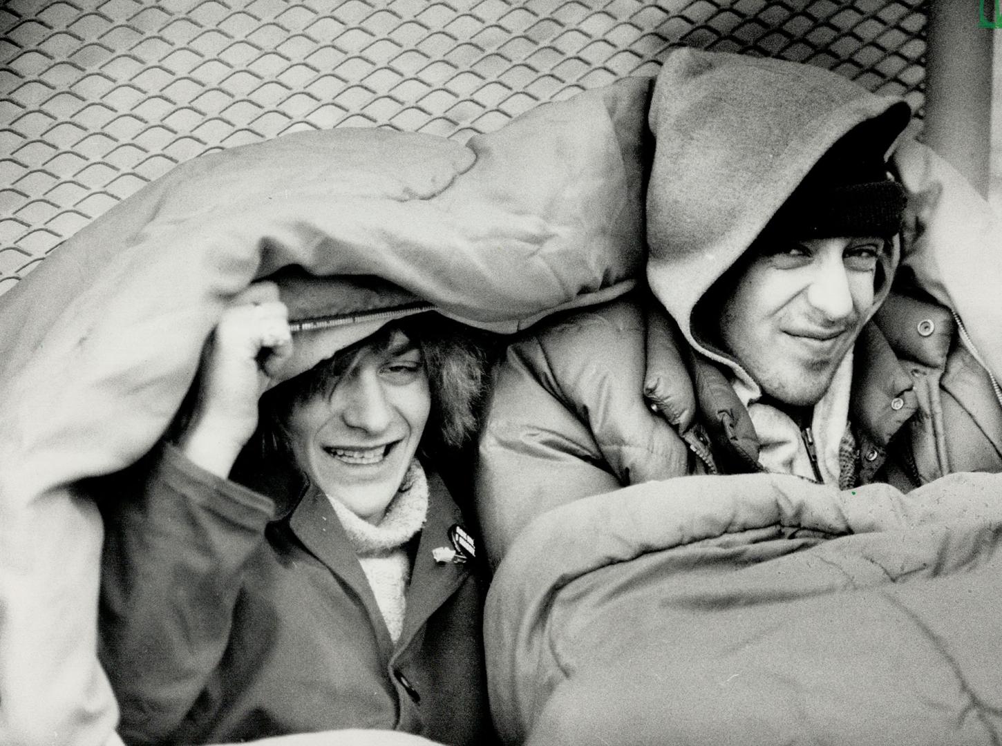 Freezing fans: Just two days ago chilly fans bundled up in winter coats and blankets and huddled together while waiting in line at Exhibition Place for tickets to a Pink Floyd concert