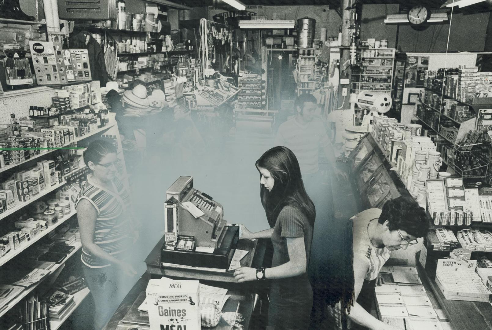 Old-fashioned country store in Ballinafad, a village of 200 persons 10 miles north of Georgetown, has so many items for sale there's barely room for M(...)