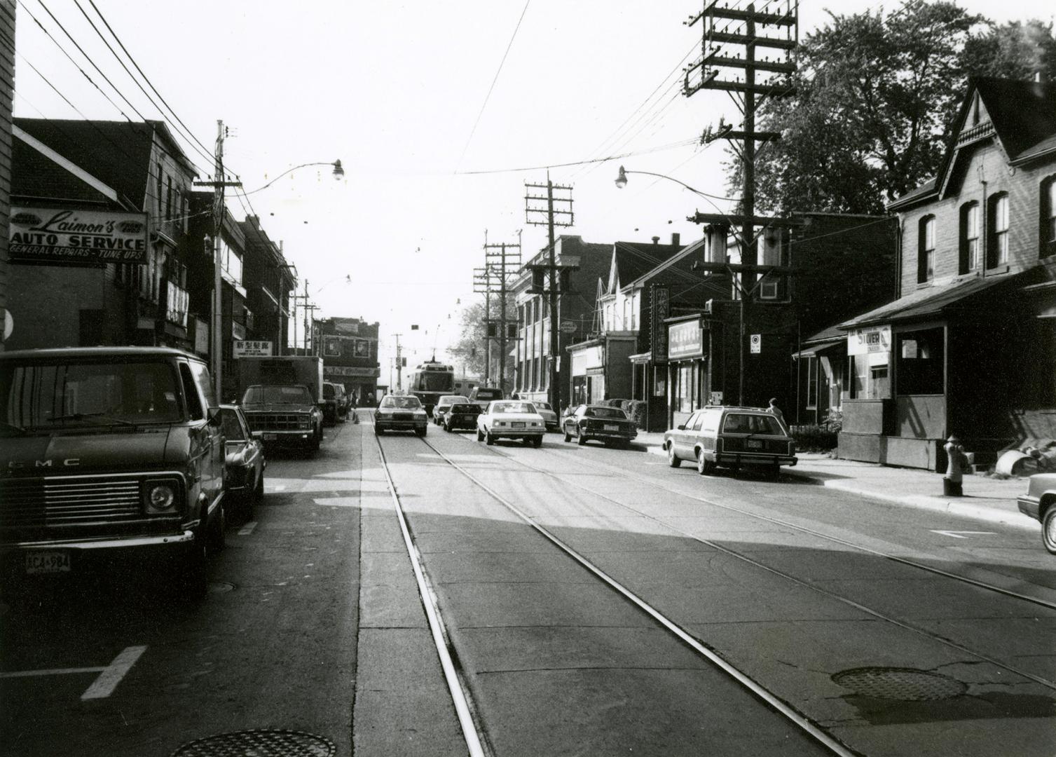 Gerrard Street East looking west towards Broadview, 1984