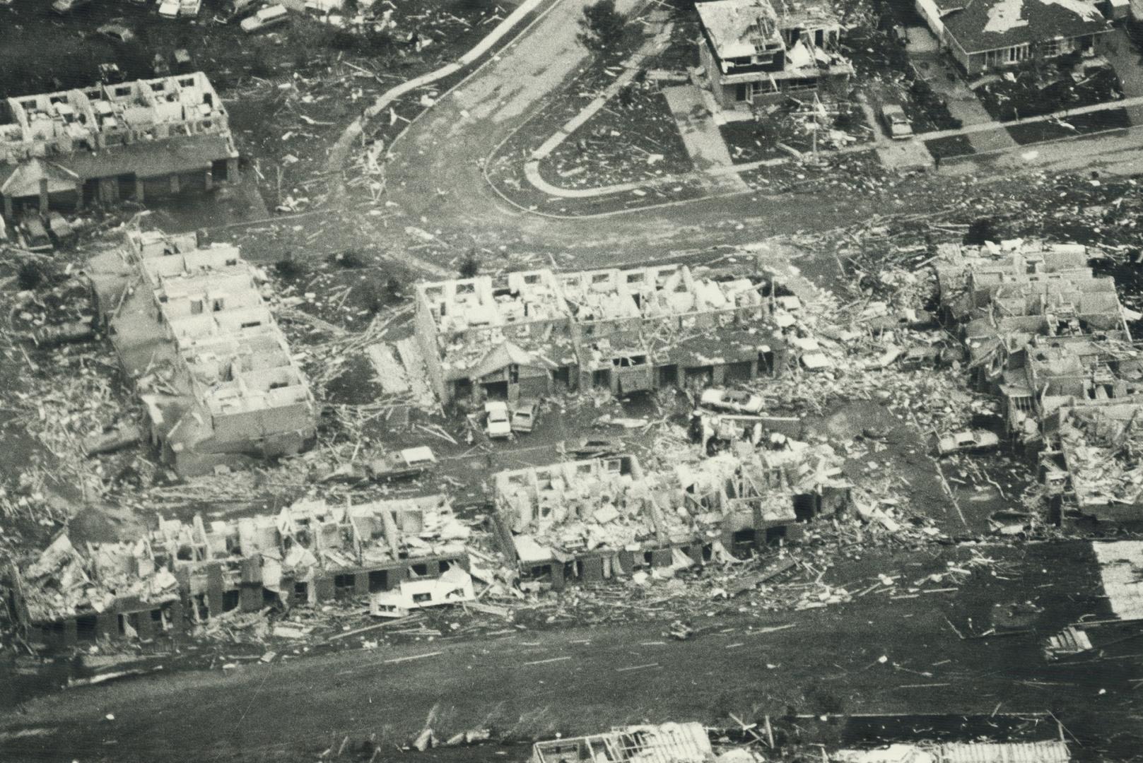 A year ago today a tornado swept through Barrie, top, causing devastating damage