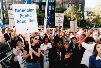 Rally outside school board offices, College St