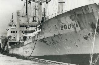 Sugar ship arrested in harbor, This Singapore registered freighter is under arrest in Toronto Harbor