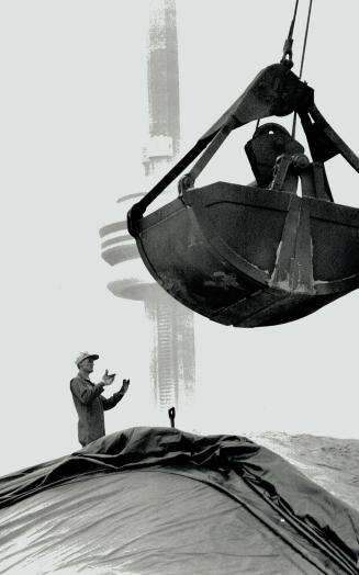 Pretty Sweet Job, Kevin Massey, standing on top of 30,000 tonnes of raw sugar, helps the crane operator guide the bucket for another load. The sugar w(...)