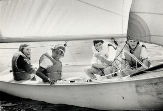 Instructor Mary Fotheringham, left, shows sailors chris Leaver, 14, Derek Baker, 15, centre, and Aimy Butler, 14, the ropes. Sailing is part of busy camp program