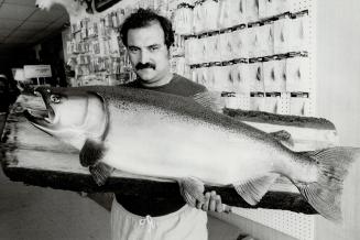 Taxidermist Charlie Attard with a big one mounted for posterity