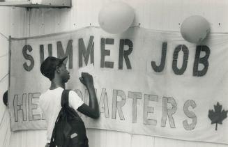 Job search: Ainsley Hylton, 16, of Toronto fills out an application for a job at the CNE