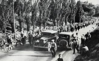 Canadians were bitter, frustrated, sometimes even violent by 1935, when this picture was taken as protest march of unemployed was leaving Scarborough (...)