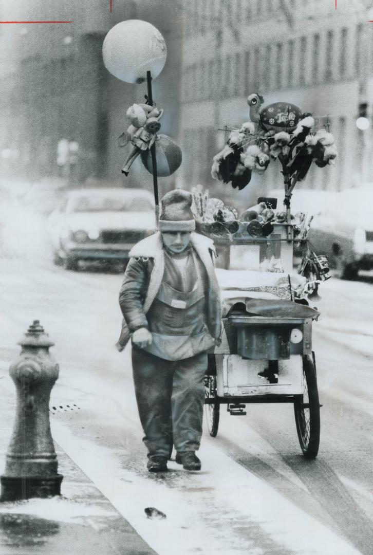 A cold day to make a buck, It was no time to stop for roasted chestnuts downtown yesterday as snow struck Metro at dusk and strong gusts whipped it into pedestrians' faces