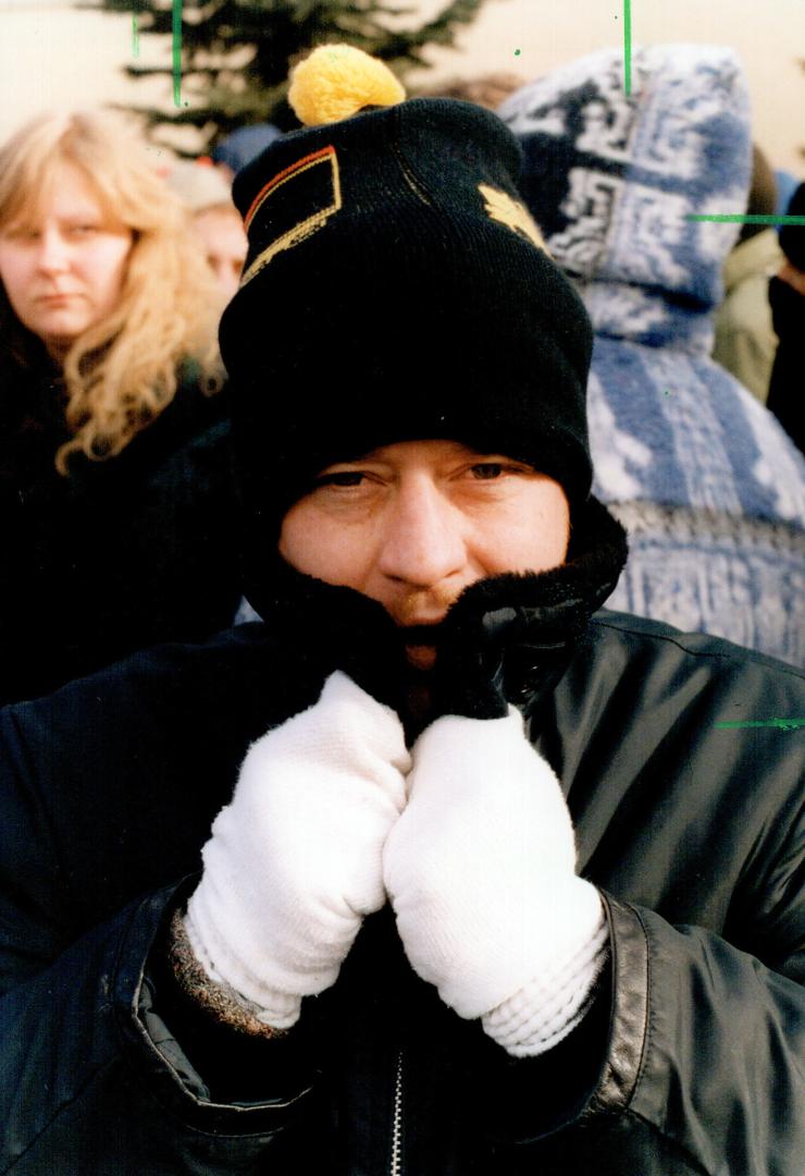 John Perry of Mississauga General Motors applicant at pickering lined up in cold