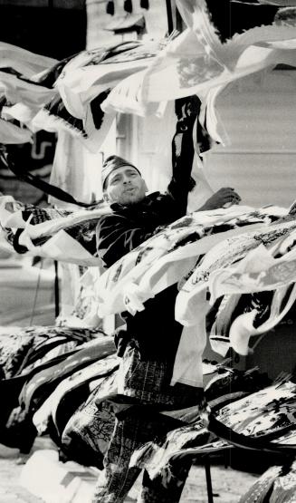 Was it windy, or what?, Ray Brown, a T-shirt vendor at the corner at Queen and Soho Sts