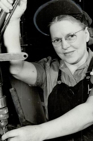 Not only a war worker is Mrs. J. Spence, another grandmother, but she also is a donor of blood to the Red Cross clinic. Her husband is overseas