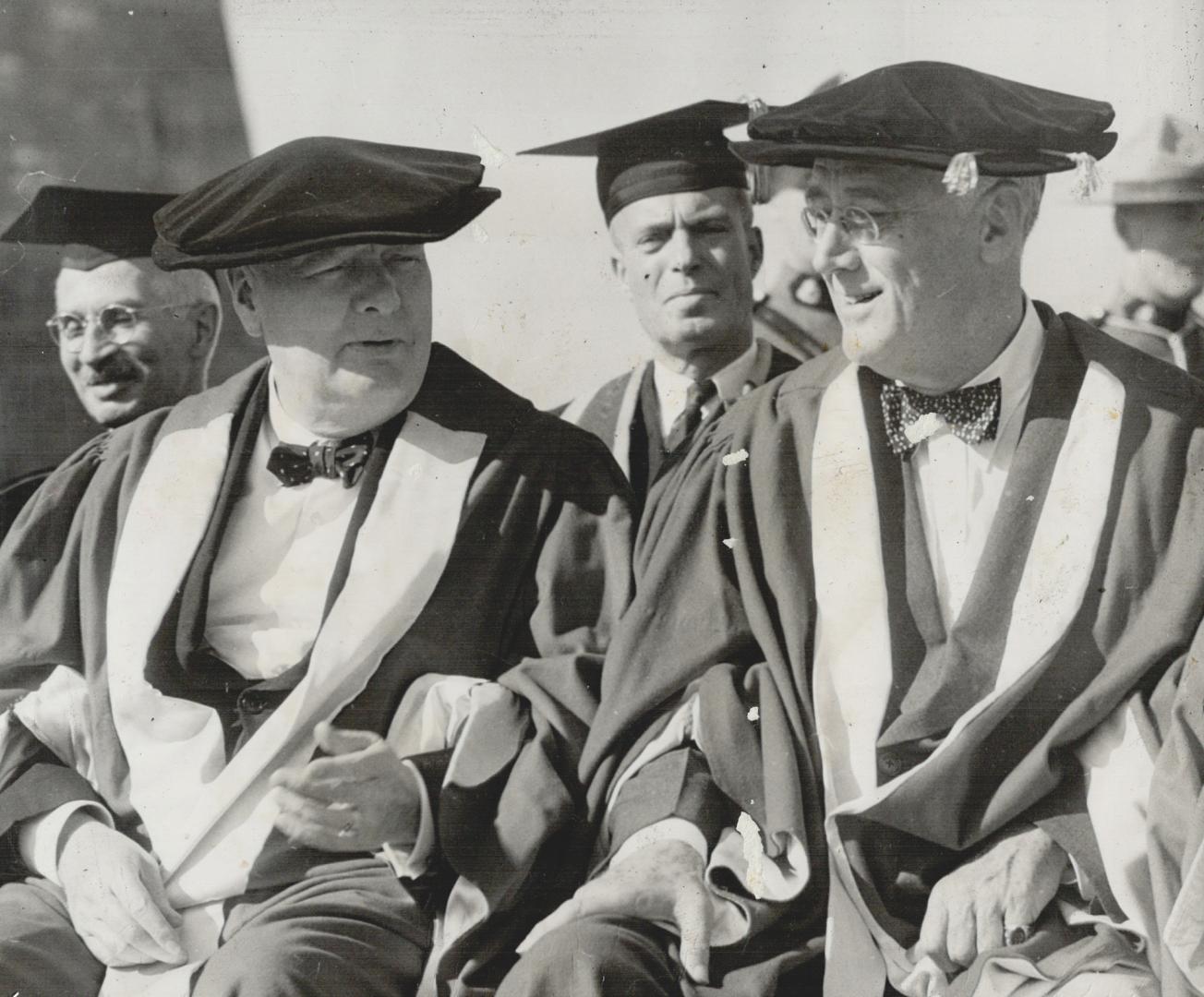 Attired In Academic gowns, Prime Minister Churchill and Mr