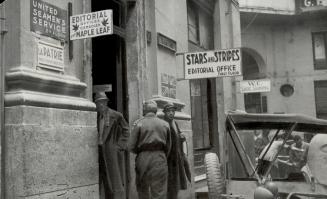 Front line newspaper of the Canadian troops in Italy is the tabloid Maple Leaf, published in the II Mattino plant in Naples. The building also houses (...)