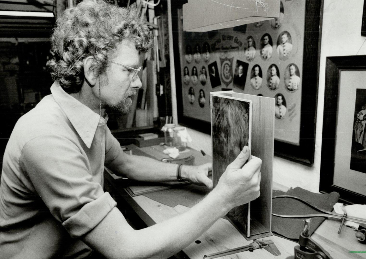 Wooden art: Craftsman Raymond Prince in work shop, creating beautifully-designed wooden boxes like one at right, called Rising Sun