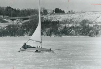 Scooting across the ice of dundas marsh in Hamilton at speeds of up to 60 m