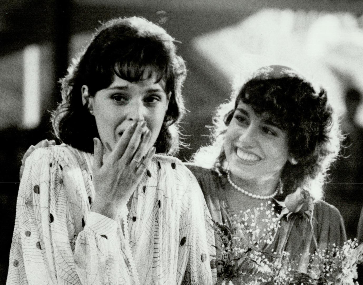 19-year-old Paola De Felice gasps and bursts into tears as she is pronounced winner of the title Miss Chin Italia 1984 at Ontario Place last night. Ru(...)