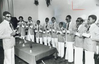 Eight of 10 musicians who make up Haitian handbell choir are blind