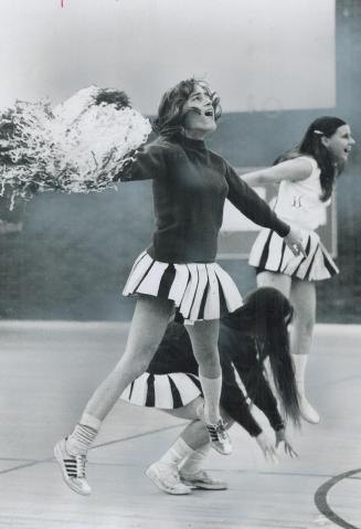 Cheerleaders at the Ontario School for the Blind at Brantford cheer the school team on at a game in the gymnasium of the new $8 million complex which (...)