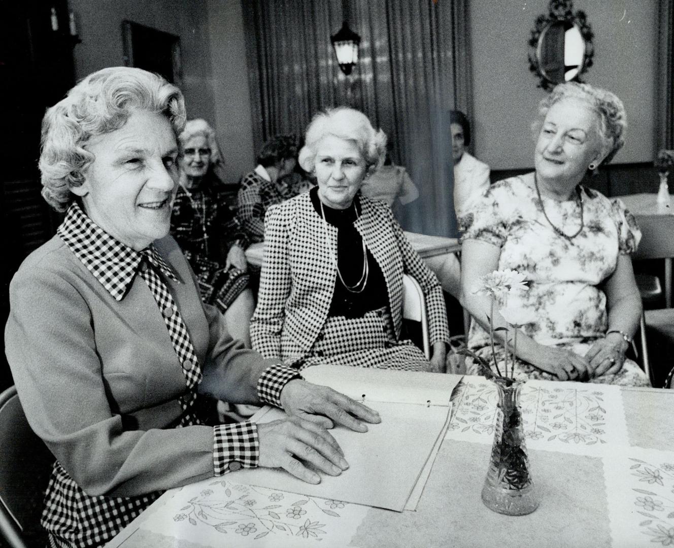 Blind poet Mary Frances Haws (left) reads one of the poems from her latest book to the Maud Hawkins unit of the United Church Women at Glebe United Ch(...)