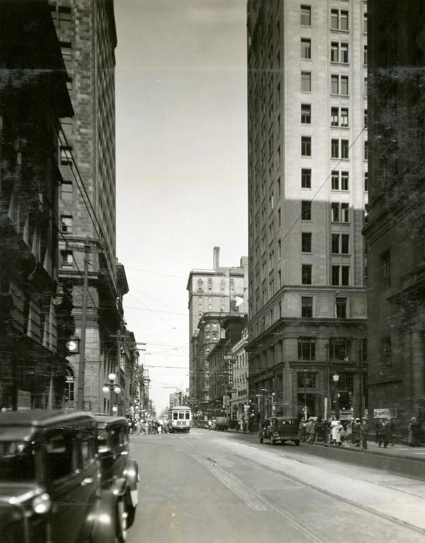 King Street East, looking east from west of Yonge Street, Toronto, Ontario