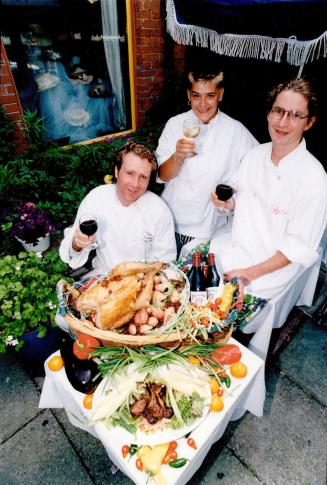 Country fare: Chefs Brad Long, left, of 360 Revolving Restaurant, Southern Accent's Elena Embrioni and John Baby of Cafe' La Gaffe whip up organic delights this weekend