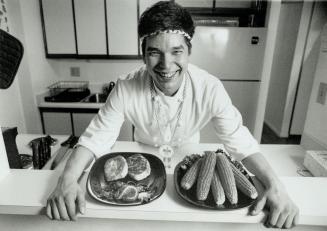 Festival Fare: Native chef/caterer David Wolfman displays some of the traditional Indian dishes - bannock and corn - he will be cooking at the Earth Spirit Festival