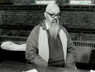 Holding fast: Alexander, a Buddhist monk, goes through Day 17 of a hunger strike yesterday, protesting conditions at Toronto's Seaton House hostel for men