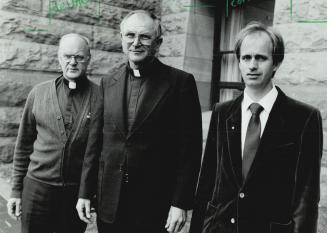 Defiant Trio: Rev. Alphonse de Valk, left, Rev. Bill Comerford, centre, and bus driver Peter Hendrick say they're prepared to go to jail rather than pay an abortion protest fine