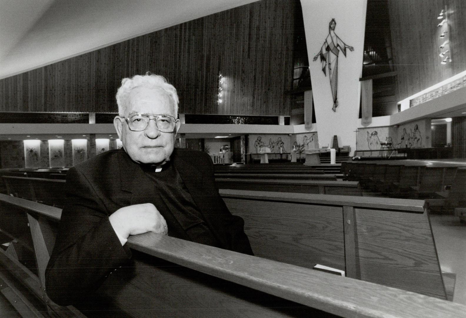 In the running: Rev. Gluseppe Sbrocchi, Metro Separate School Board candiate in Ward 15, waits for results at St. Wilfrid church, where he is pastor