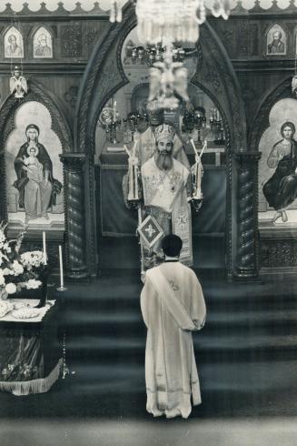 Bishop Timotheos conducts service in Church of the Annunciation of St