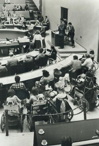 Wheelchair participants at City Hall Thursday