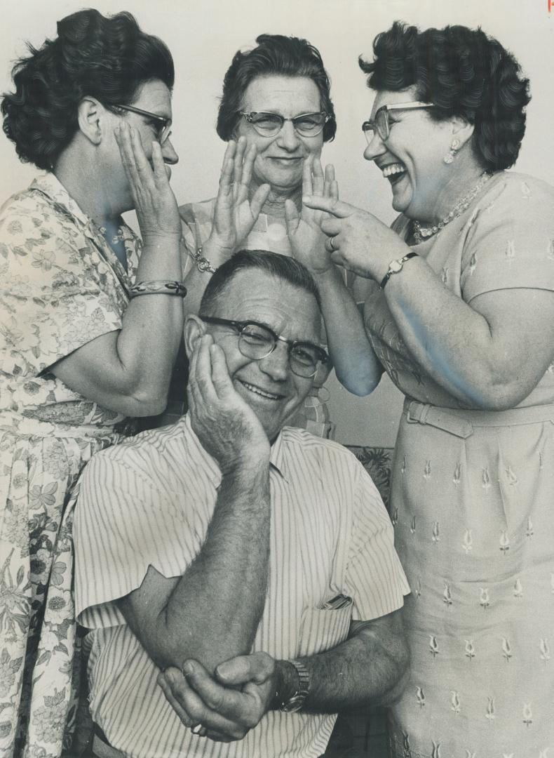 Reunited after 50 years. Three sisters and a brother met in Toronto for first time in 50 years, but Charles Reid, 57, couldn't get a word in . Mrs. H.(...)