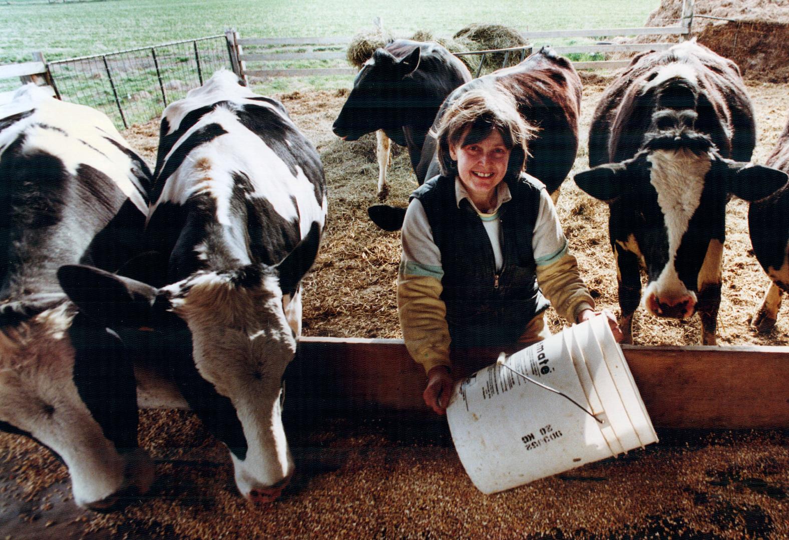 Since an accident left her husband disabled, Joyce Sutherland does most of the farm chores - and says she's never been happier