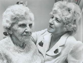 Just perfect - Mrs. W. J. Walker, who celebrated her 101st birthday yesterday, has the final touches to a hairdo made by stylist Charlotte Novack befo(...)