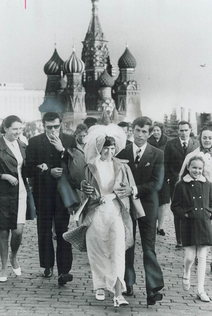 Young newlyweds in Moscow, A wedding is a happy occasion for people to dress up