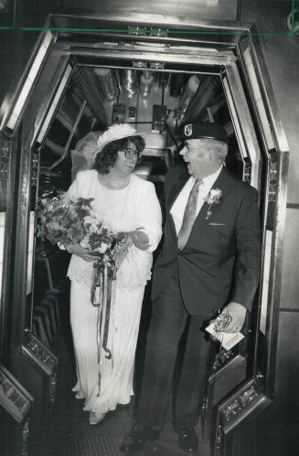 Newlyweds ready for moon, Henry Trice and bride Carol of Marysville, Pa